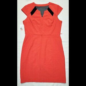 NWT Women's Jessica Simpson Red and Black Career Dress Size 12 with Mesh Inserts